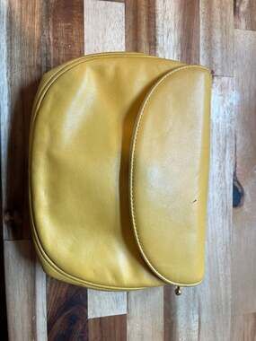 Vintage Koret Yellow Leather Crossbody Flap Bag